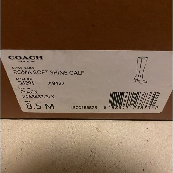 Coach Roma Soft Shine Calf Boot Size 8.5 Black NWT - Picture 4 of 14